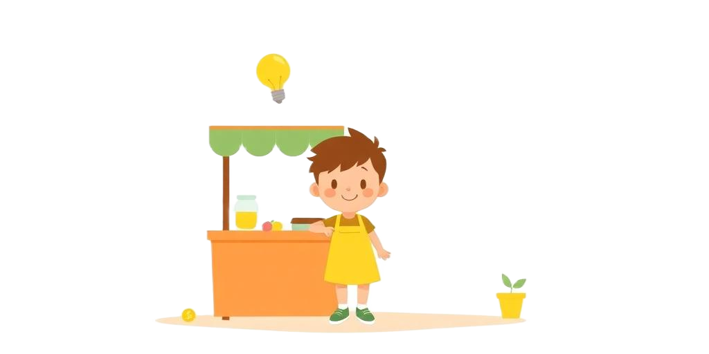 Cheerful kid entrepreneur illustration